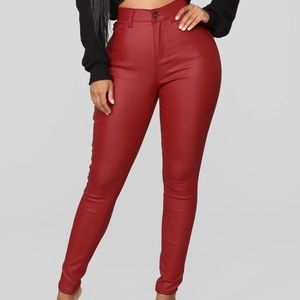 Red Double Dare Faux Leather Pants